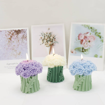 Rose Bouguet Scented Mix Color Candle SS41106-35.. (12PC): ASSORTED