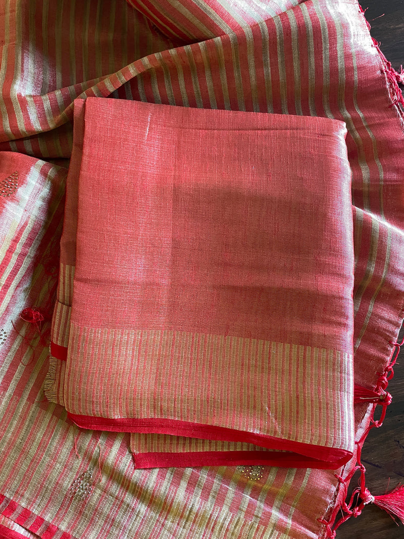 Tissue with Linen Blend Saree