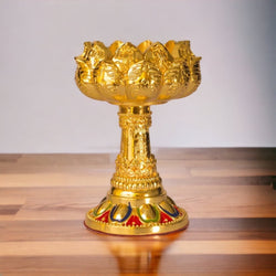 Gold Finish Lotus Tea Light Stand