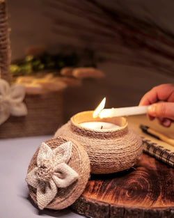 Jute Candle Jar with Basil & Mint