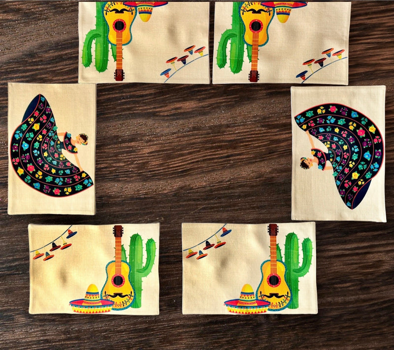 Mexican Theme Placemats Set of 6