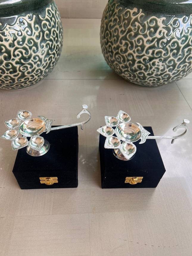 German Silver Aarti with Box - Single piece