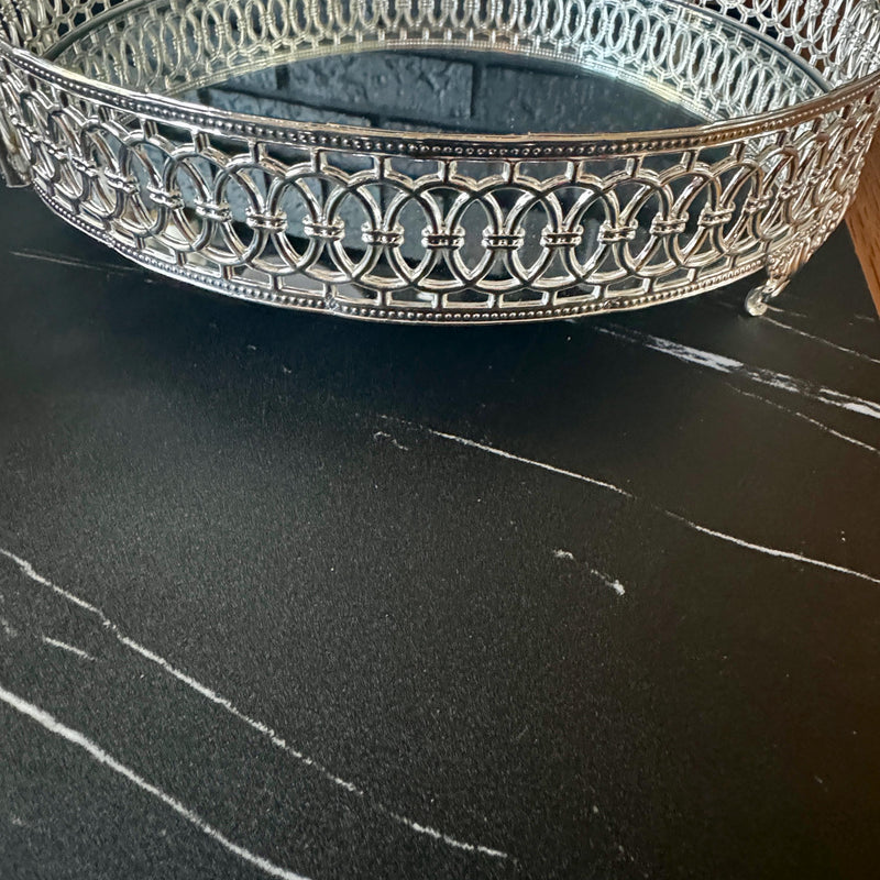 German Silver Finish Handcrafted Metal Tray