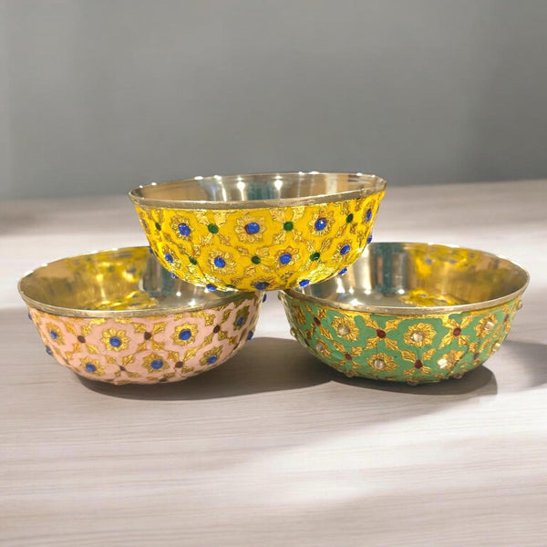 5 pcs Meenakari Bowls in Pastel Shades