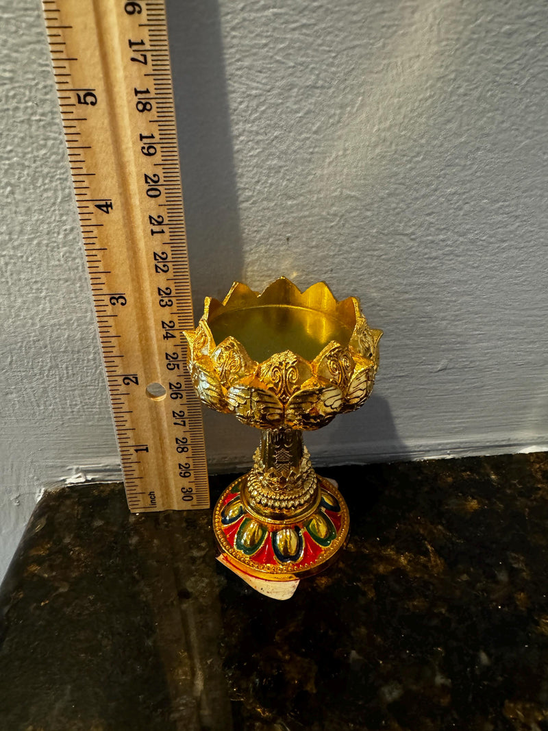 Gold Finish Lotus Tea Light Stand