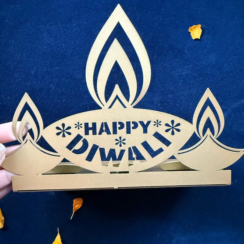 Happy Diwali Tlight Shadow Effect in Gift Box