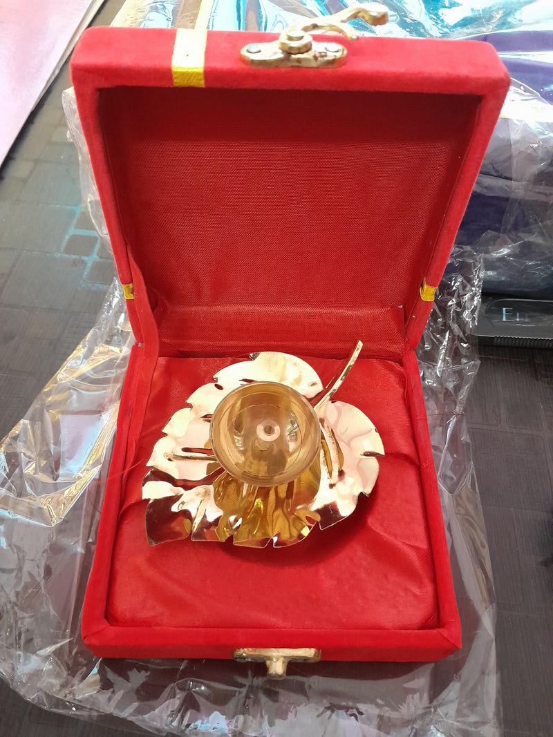 Brass Diya Return Gift in Velvet Box