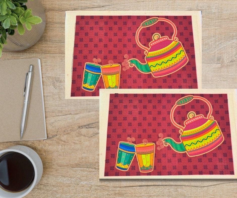 Funky Bright Placemats Set of 6 in Indian Chai print