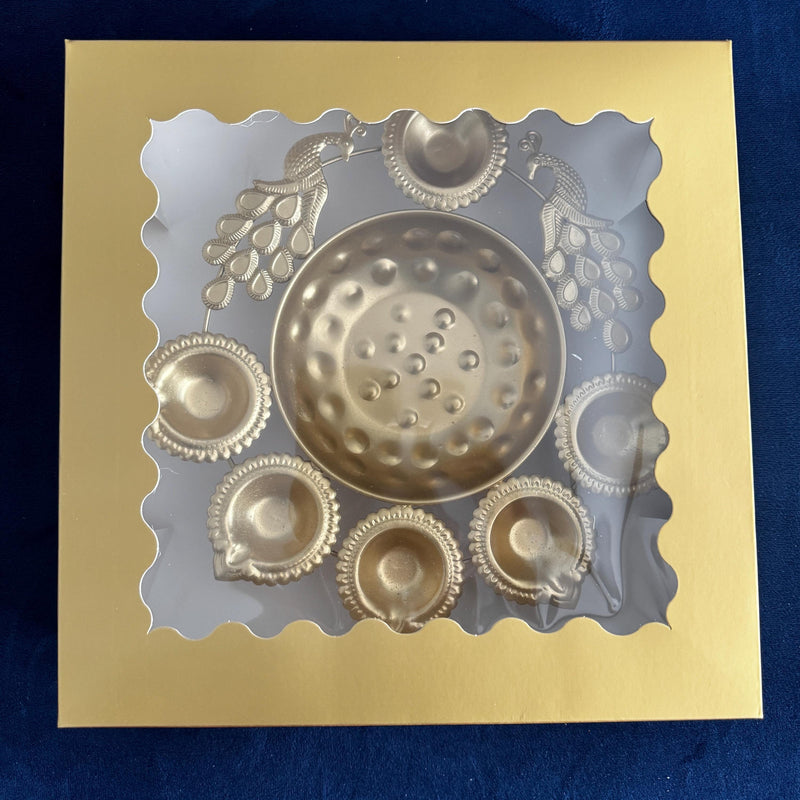 The 9.5in Peacock Urli Diya in a Gift Box