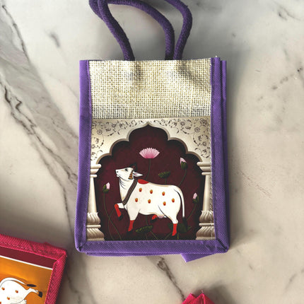 The 5 Pichwai Cow Return Gift Bags Jute