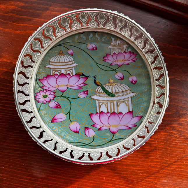 Silver Plated Pichwai Tray 6in