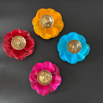 Brass Diya in Rose Design