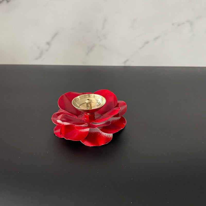 Brass Diya in Rose Design