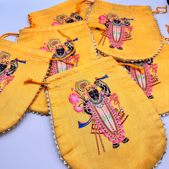 Srinathji Raw Silk Potli Bags 8pcs