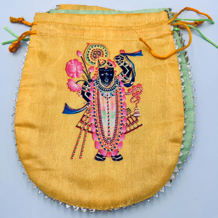 Srinathji Raw Silk Potli Bags 8pcs