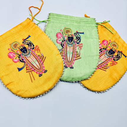 Srinathji Raw Silk Potli Bags 8pcs
