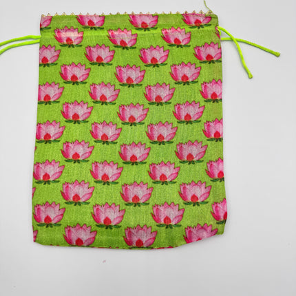 5pcs Lotus Raw Silk Drawstring Bags