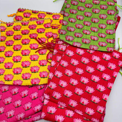 5pcs Lotus Raw Silk Drawstring Bags