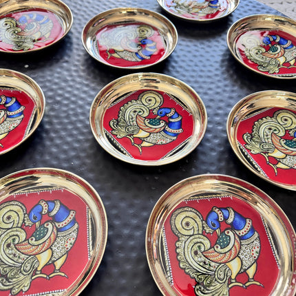 Bulk Pack of 20 Assorted Pichwai Design Brass Plates 6in