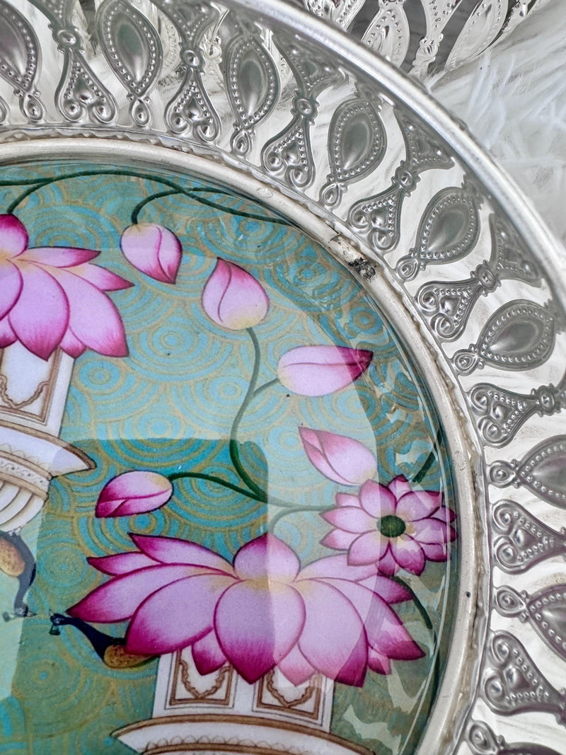 Minor Defects- Silver Plated Pichwai Tray 6in
