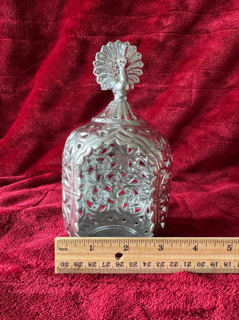 Silver Plated Peacock Diya Set in Gift Box