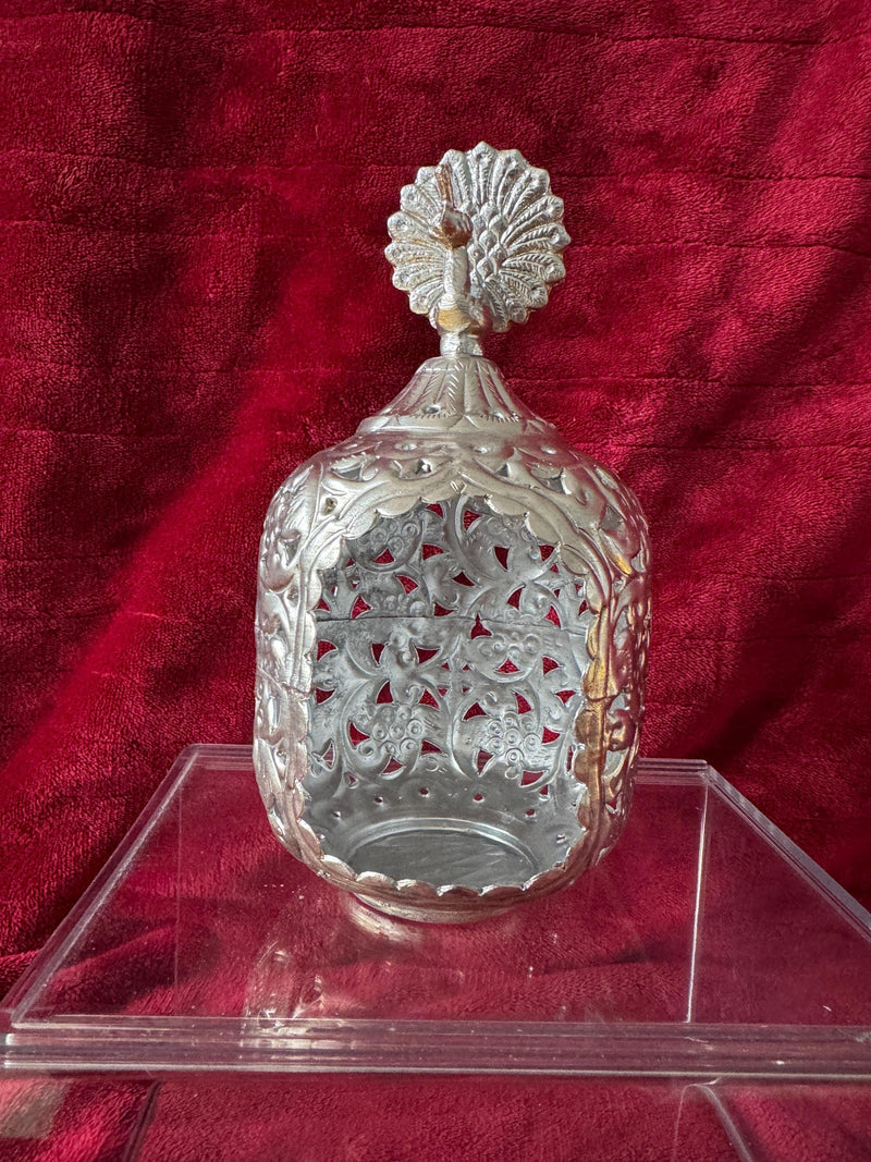 Silver Plated Peacock Diya Set in Gift Box