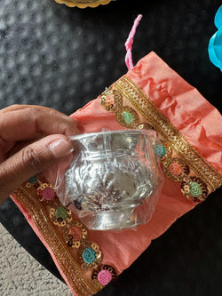 5pcs German Siver bowl with Potli Gift Bag