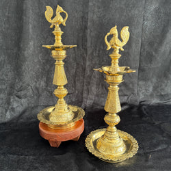 16.5” Peacock Handmade Pure Brass Diya/Deepam