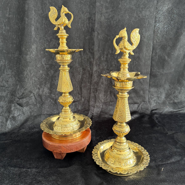 16.5” Peacock Handmade Pure Brass Diya/Deepam