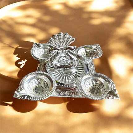 German Silver Peacock Diya Return Gift