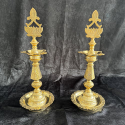 19.5” Handmade Lotus Pure Brass Deepam/Diya