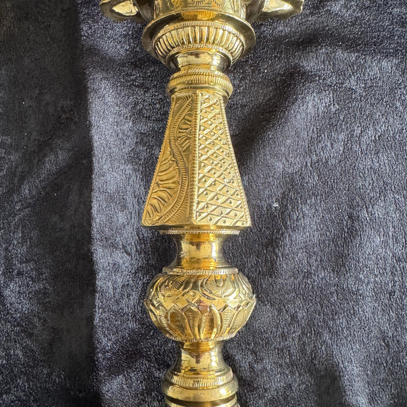 19.5” Handmade Lotus Pure Brass Deepam/Diya