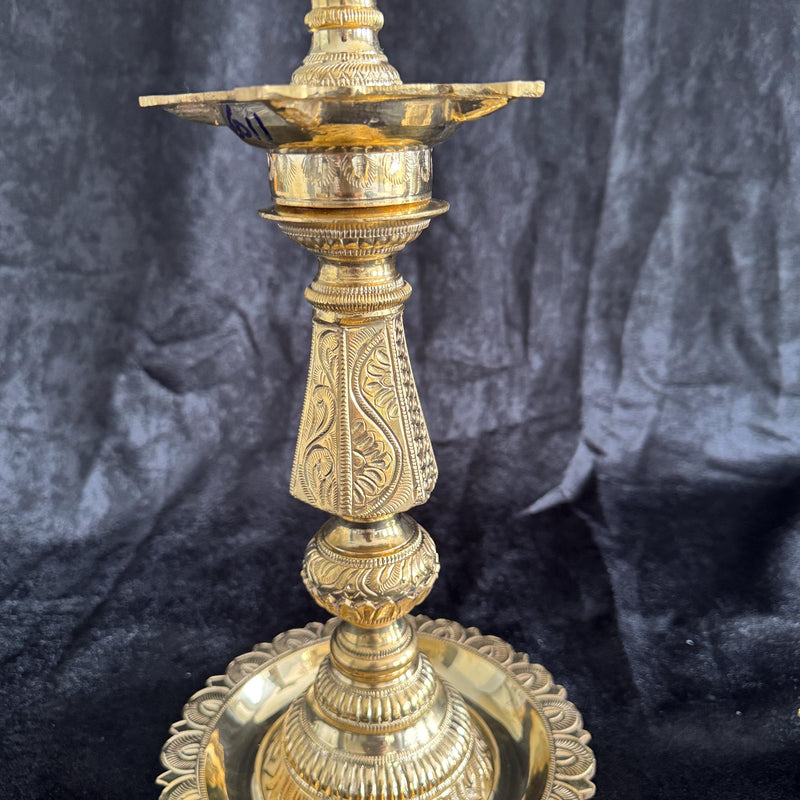 19.5” Handmade Lotus Pure Brass Deepam/Diya