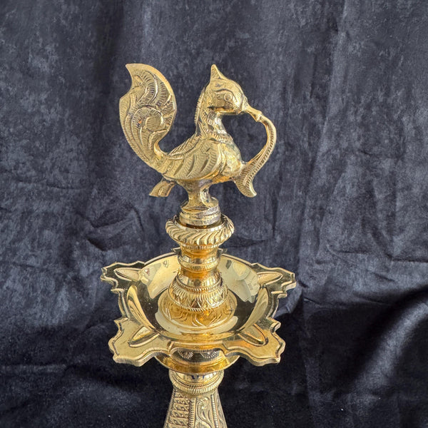 16.5” Peacock Handmade Pure Brass Diya/Deepam