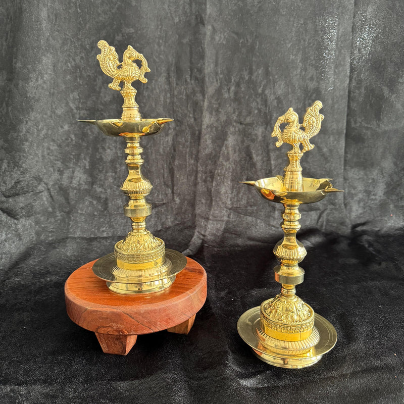 11” Peacock Handmade Pure Brass Diya/Deepam