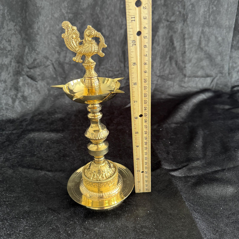 11” Peacock Handmade Pure Brass Diya/Deepam