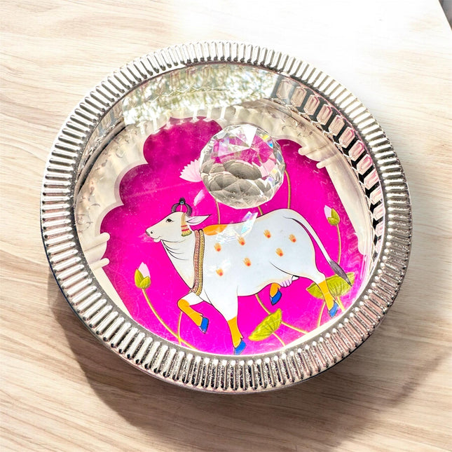 Silver Plated Pichwai Box/Container (Not Airtight)