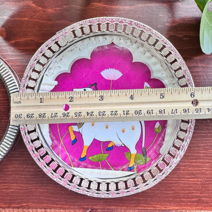 Silver Plated Pichwai Box/Container (Not Airtight)
