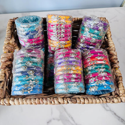 5 Pack Thread Bangles Pair with Kundan Work