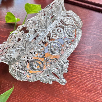 Pichwai Design Shiny Silver Plated Bowl/Tray for Events