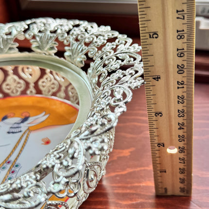 Pichwai Design Shiny Silver Plated Bowl/Tray for Events